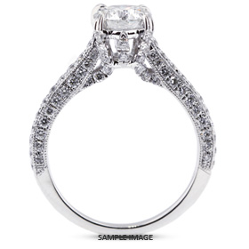 18k White Gold Engagement Ring Setting With Milgrains With 1 Total Carat VVS Round Diamond D-G Color