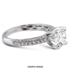 18k White Gold Three-Diamonds Row Engagement Ring Setting With 0.63 Total Carat VVS Round Diamond D-G Color