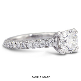 18k White Gold Three-Diamonds Row Engagement Ring Setting With 2.19 Total Carat VVS Round Diamond D-G Color