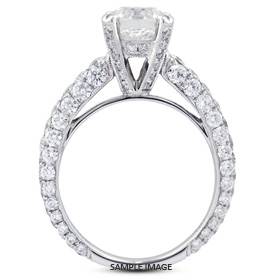18k White Gold Three-Diamonds Row Engagement Ring Setting With 2.19 Total Carat VVS Round Diamond D-G Color
