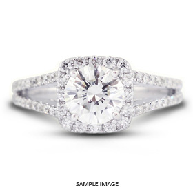 18k White Gold Split Shank Engagement Ring Setting With 0.81 Total Carat VVS Round Diamond D-G Color