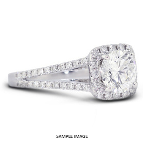 18k White Gold Split Shank Engagement Ring Setting With 0.81 Total Carat VVS Round Diamond D-G Color