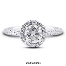 18k White Gold Two-Diamonds Row Engagement Ring Setting With 0.38 Total Carat VVS Round Diamond D-G Color