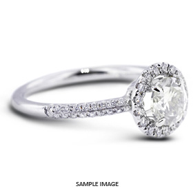 18k White Gold Two-Diamonds Row Engagement Ring Setting With 0.38 Total Carat VVS Round Diamond D-G Color