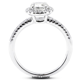 18k White Gold Two-Diamonds Row Engagement Ring Setting With 0.38 Total Carat VVS Round Diamond D-G Color