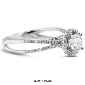 18k White Gold Split Shank Engagement Ring Setting With 0.44 Total Carat VVS Round Diamond D-G Color