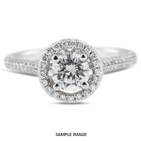 18k White Gold Two-Diamonds Row Engagement Ring Setting With 0.5 Total Carat VVS Round Diamond D-G Color
