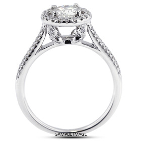 18k White Gold Two-Diamonds Row Engagement Ring Setting With 0.5 Total Carat VVS Round Diamond D-G Color