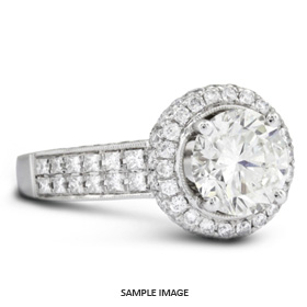 18k White Gold Engagement Ring Setting With Milgrains With 1.88 Total Carat VVS Round Diamond D-G Color