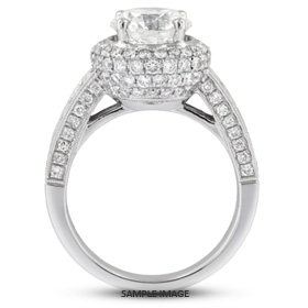 18k White Gold Engagement Ring Setting With Milgrains With 1.88 Total Carat VVS Round Diamond D-G Color