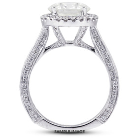 18k White Gold Engagement Ring Setting With Milgrains With 1.38 Total Carat VVS Round Diamond D-G Color