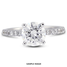 18k White Gold Accents Engagement Ring Setting With 0.53 Total Carat VVS Round Diamond D-G Color