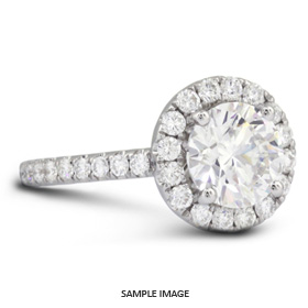 18k White Gold Accents Engagement Ring Setting With 1.51 Total Carat VVS Round Diamond D-G Color