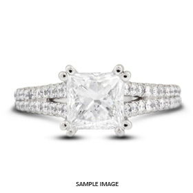 18k White Gold Split Shank Engagement Ring Setting With 1.25 Total Carat VVS Princess Diamond D-G Color