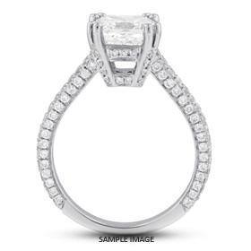 18k White Gold Split Shank Engagement Ring Setting With 1.25 Total Carat VVS Princess Diamond D-G Color