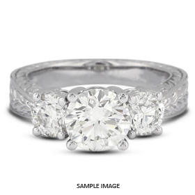Platinum Vintage Style Baskets Three-Stone Engagement Ring Settings With 0.6 Total Carat VVS Round Diamond D-G Color
