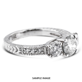 14k White Gold Classic Three-Stone Engagement Ring Settings With 0.5 Total Carat VVS Round Diamond D-G Color